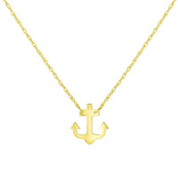 Load image into Gallery viewer, 14k Yellow Gold Mini Anchor Necklace Adjustable
