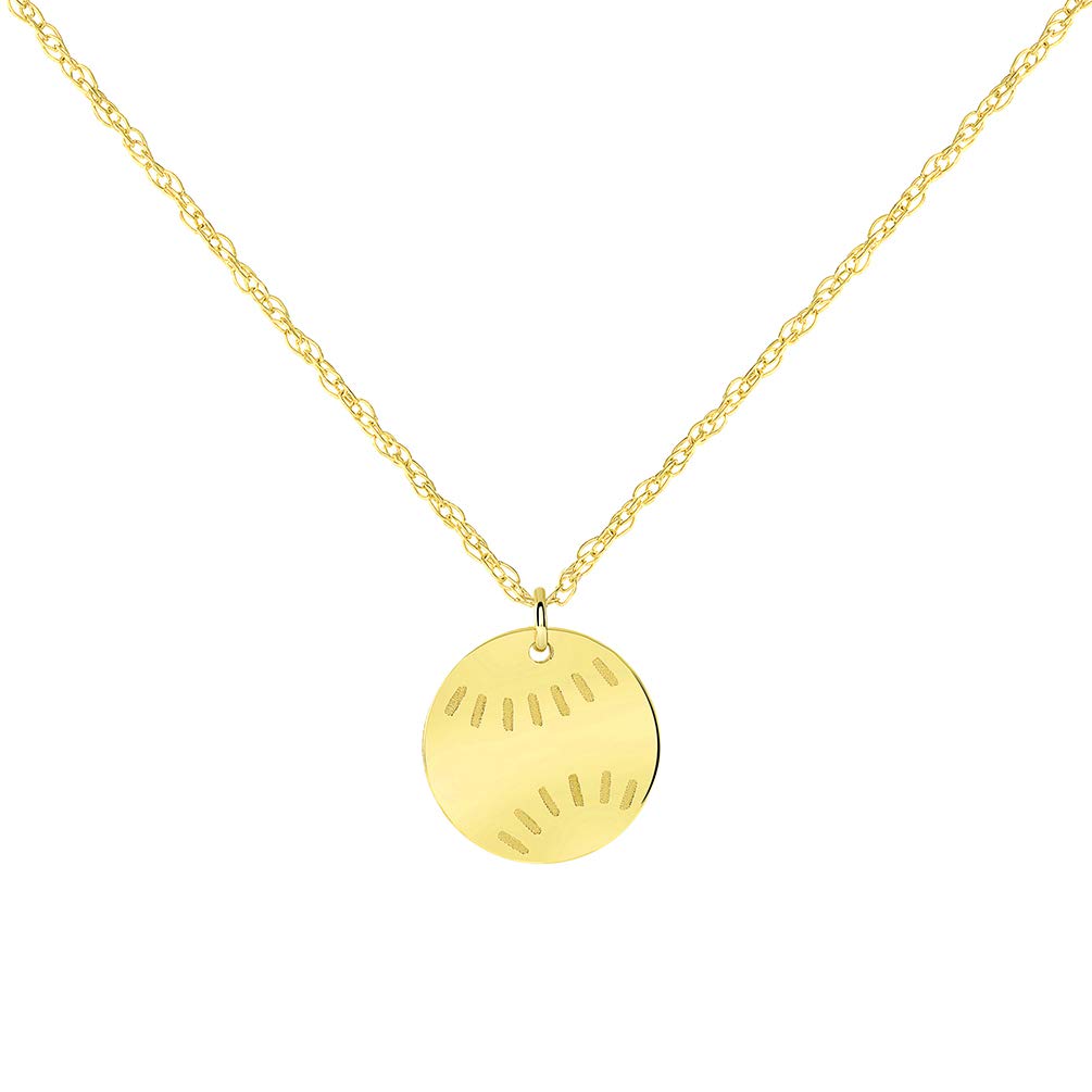 14k Yellow Gold Mini Baseball Sports Necklace