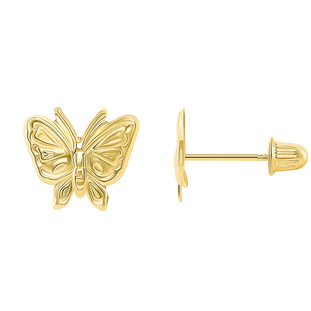 14k Yellow Gold Mini Butterfly Stud Earrings