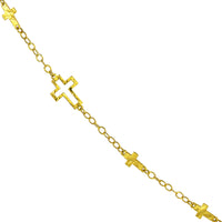 Load image into Gallery viewer, 14k Yellow Gold Mini Cross Station Bracelet
