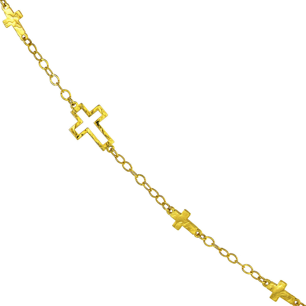 14k Yellow Gold Mini Cross Station Bracelet