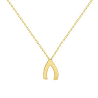 Load image into Gallery viewer, 14k Yellow Gold Mini Wishbone Good Luck Necklace
