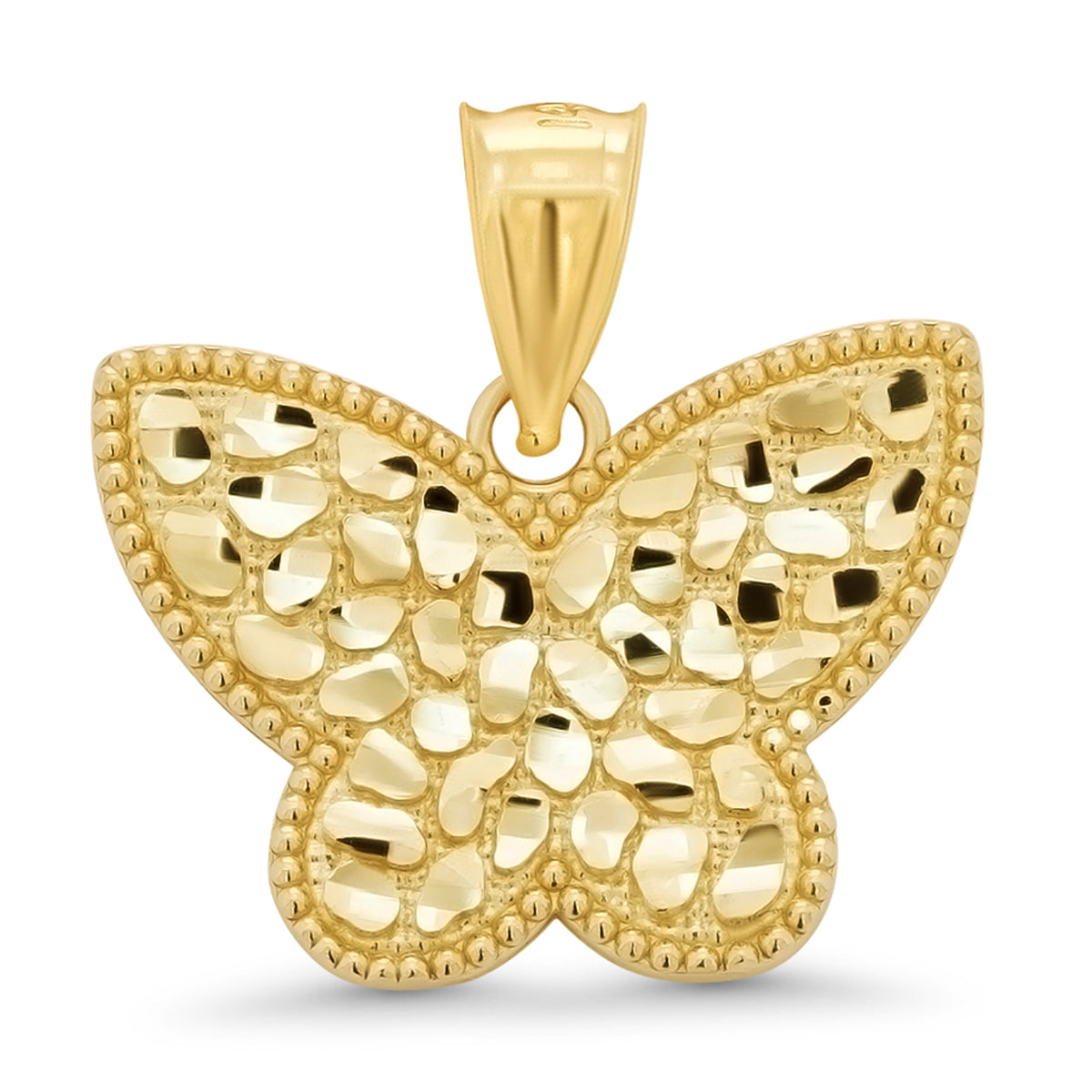 14k Yellow Gold Nugget Butterfly Pendant