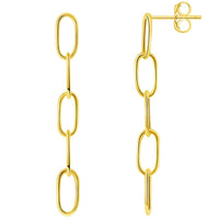 Load image into Gallery viewer, 14k Yellow Gold Paperclip Chain Dangle Earrings
