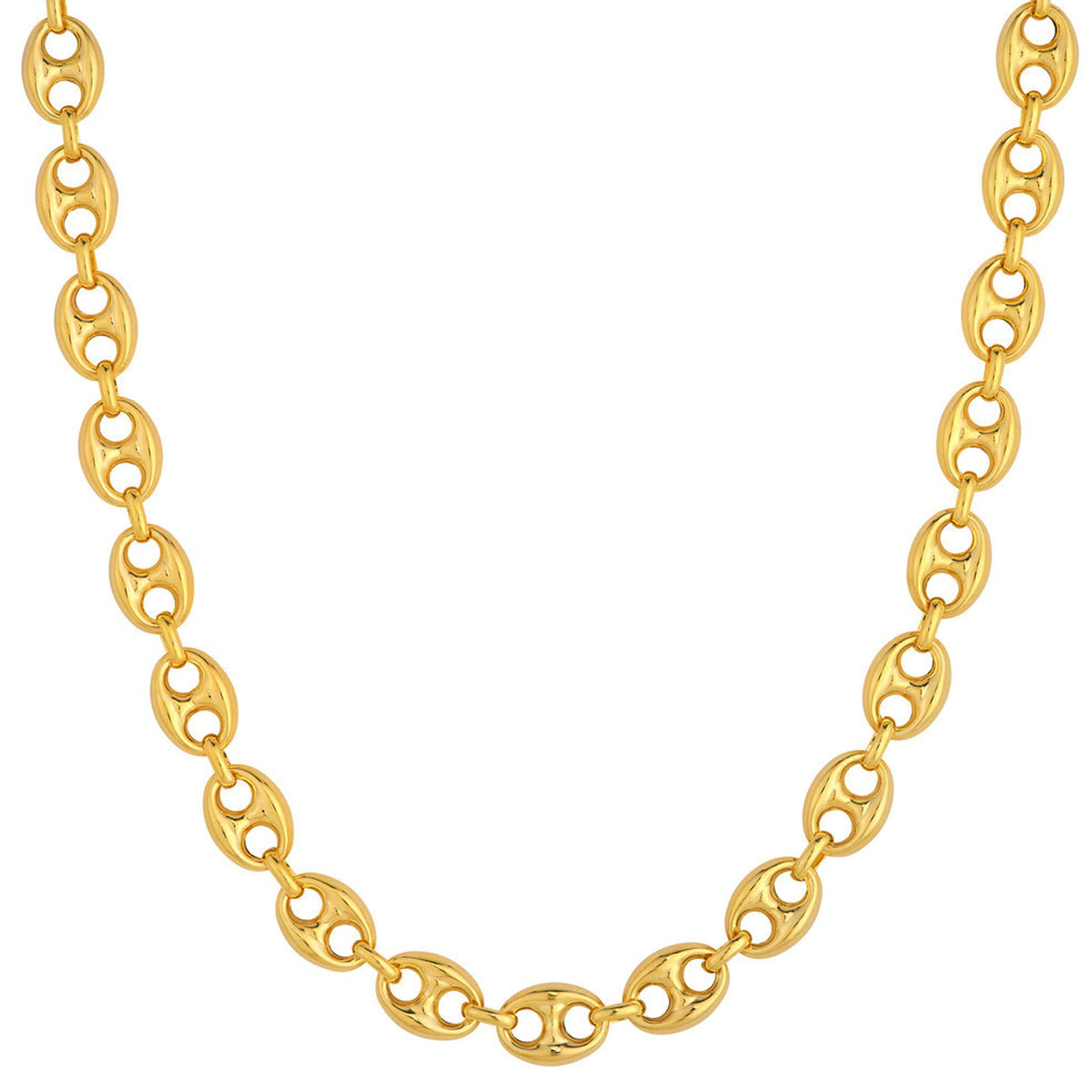 14K Yellow Gold Puffed Mariner Chain Necklace