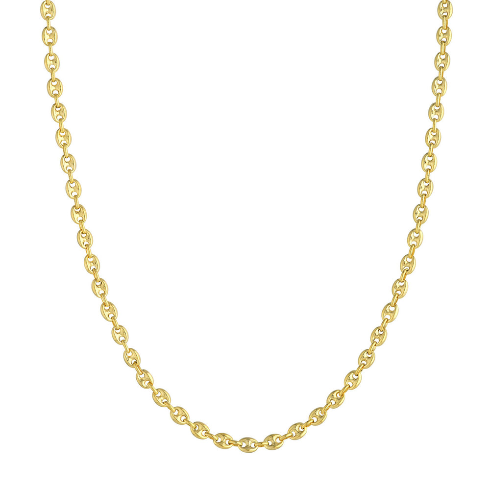 14K Yellow Gold Puffed Mariner Chain Necklace