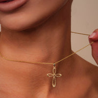 Load image into Gallery viewer, 14k Yellow Gold Religious Cross Pendant Necklace
