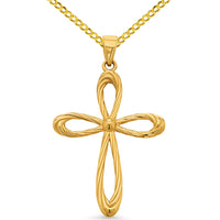 Load image into Gallery viewer, 14k Yellow Gold Religious Cross Pendant Necklace
