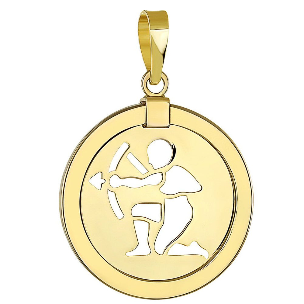 14K Yellow Gold Sagittarius Zodiac Sign Pendant