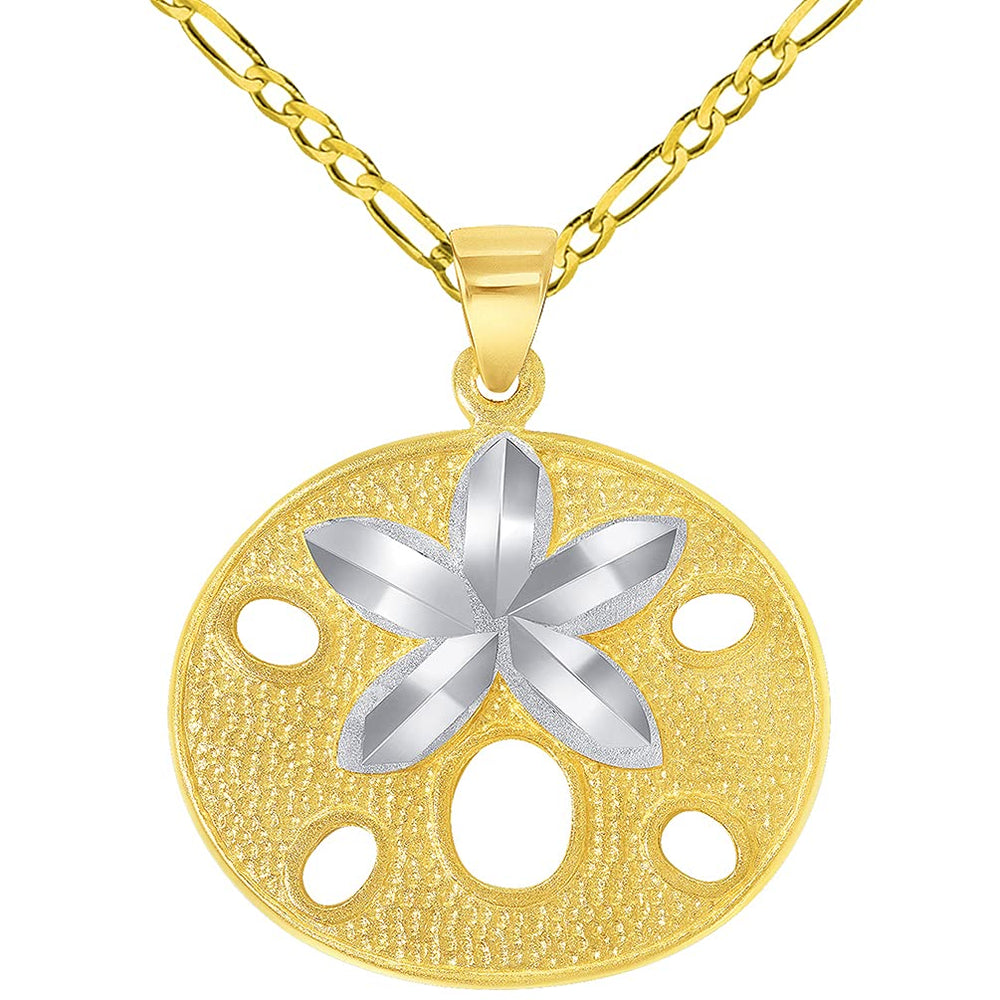 14k yellow gold sand dollar pendant necklace