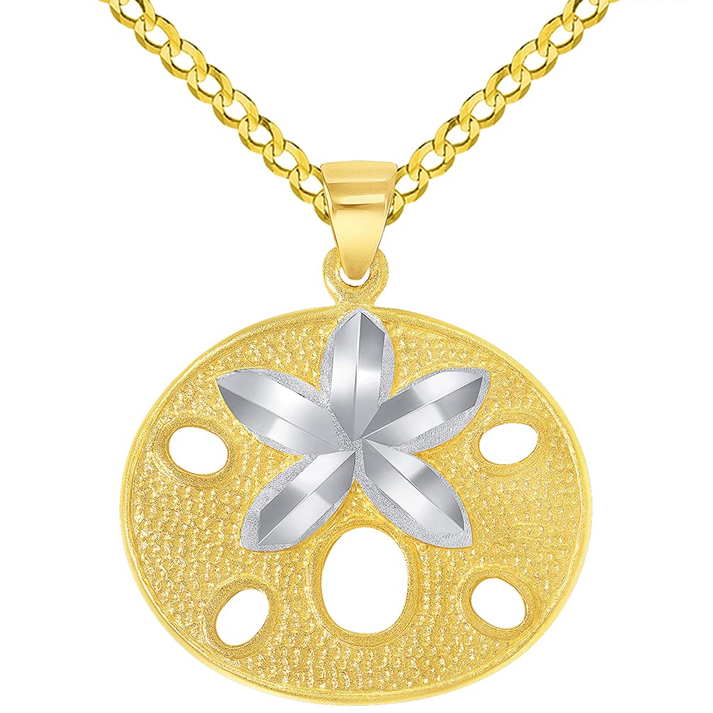 14k yellow gold sand dollar pendant necklace