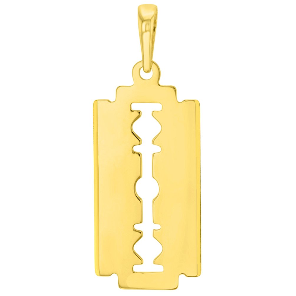 14K Yellow Gold Sharp Edged Razor Blade Pendant