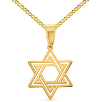 Load image into Gallery viewer, 14k Yellow Gold Star of David Pendant Necklace
