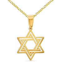 Load image into Gallery viewer, 14k Yellow Gold Star of David Pendant Necklace
