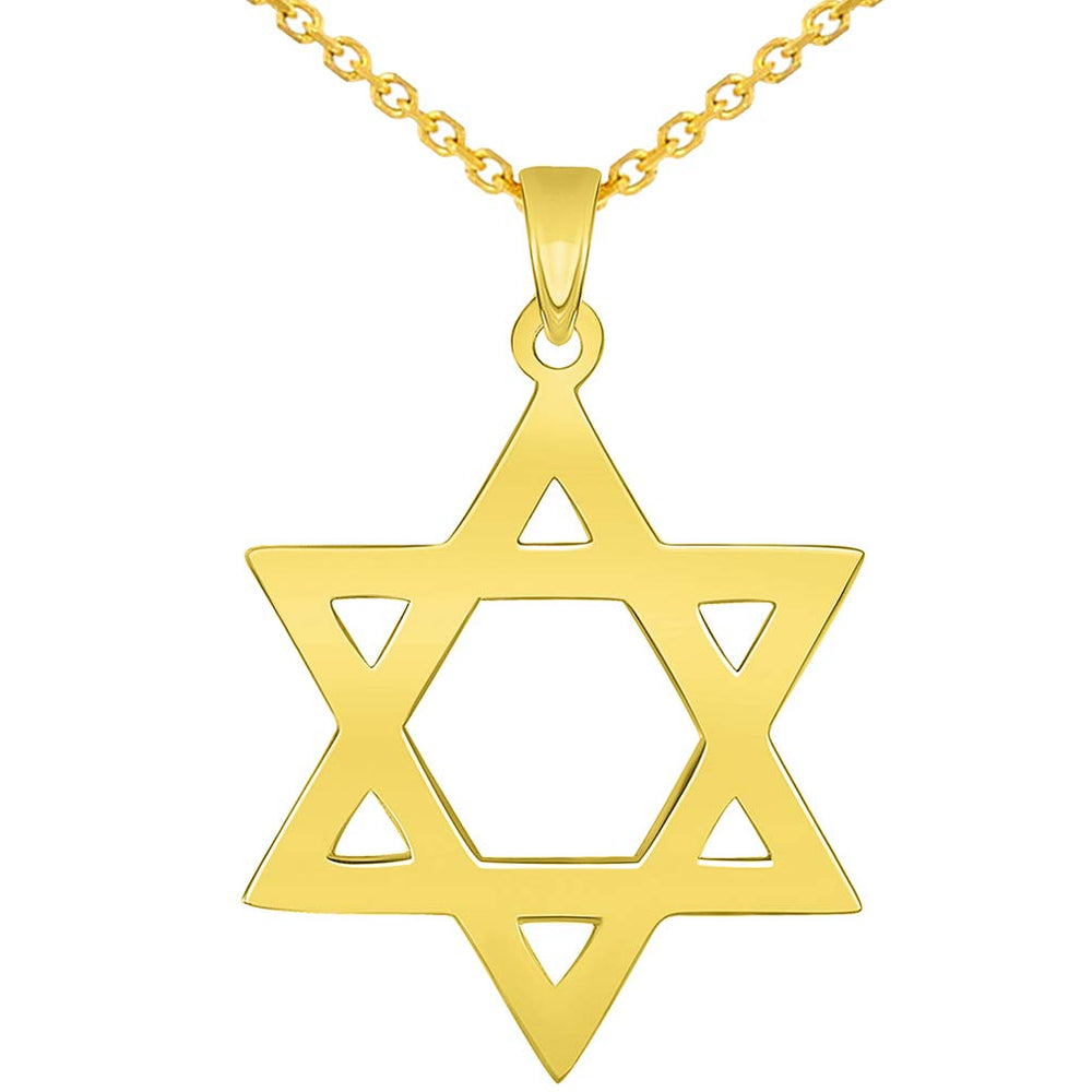 14k Yellow Gold Star Of David Pendant Necklaces