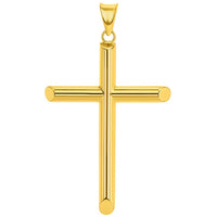 Load image into Gallery viewer, 14K Yellow Gold Thick Tube Cross Pendant
