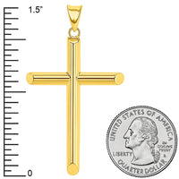 Load image into Gallery viewer, 14K Yellow Gold Thick Tube Cross Pendant
