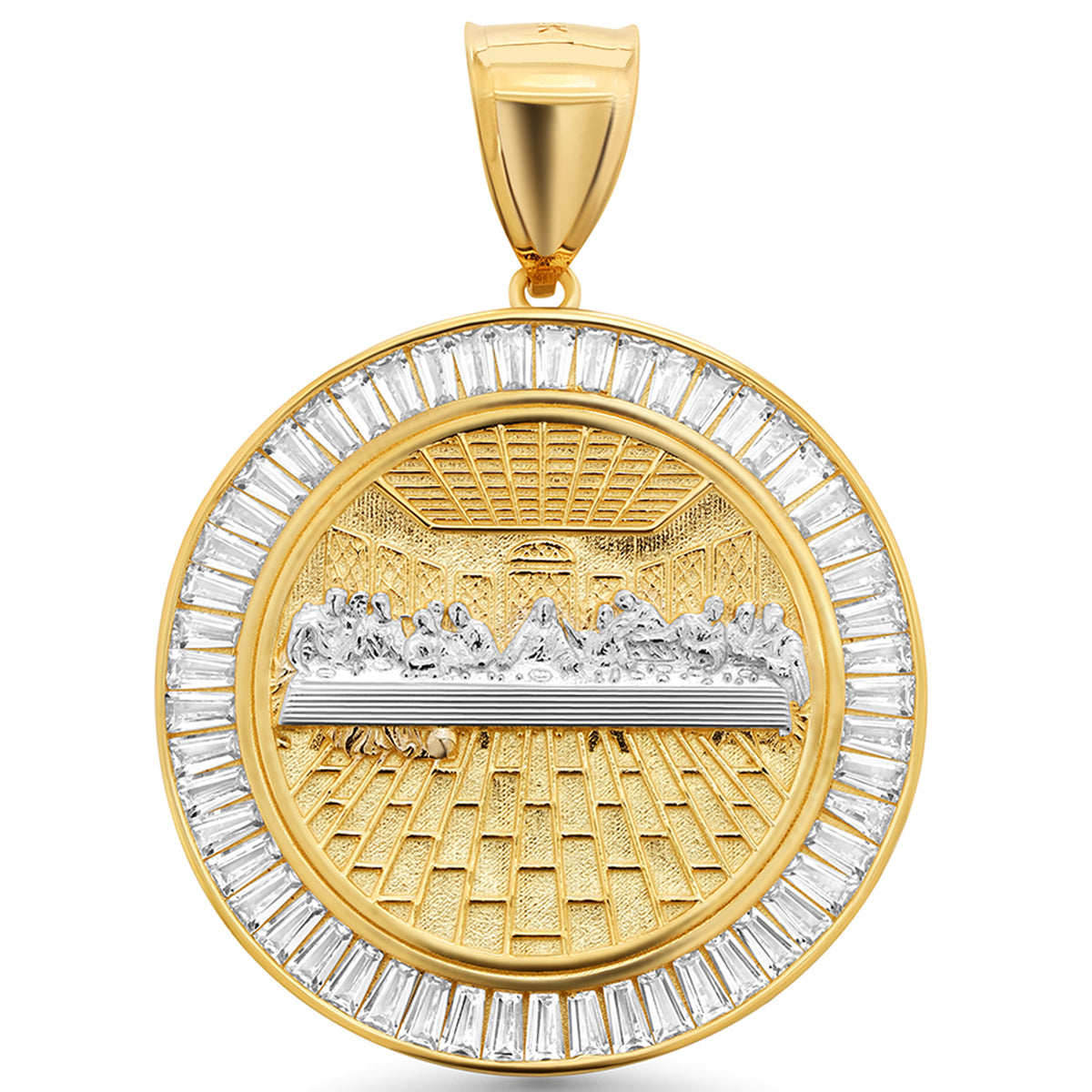 14k Yellow Gold Two-Tone Last Supper Medallion Pendant