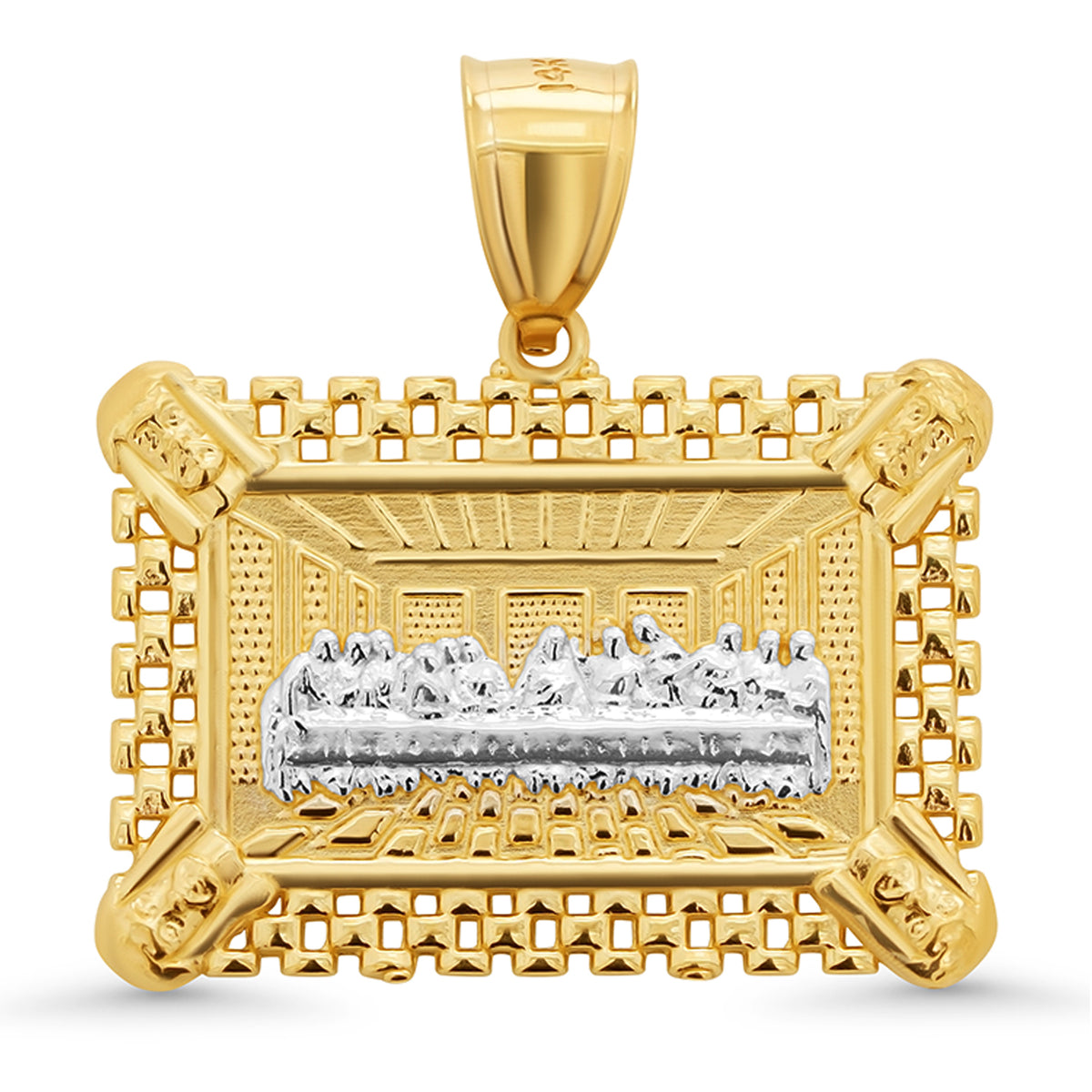 14K Yellow Gold Two Tone Last Supper Pendant