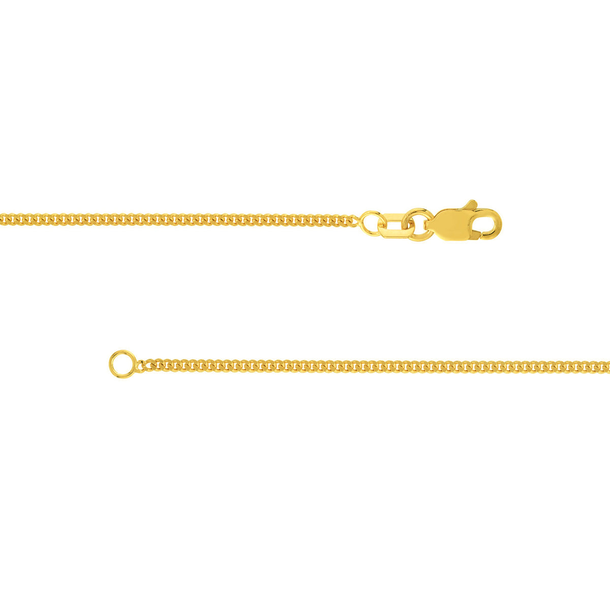 Solid 14K Yellow Gold or White Gold 1mm Curb Chain Necklace with Lobster Lock