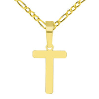 Load image into Gallery viewer, Solid 14k Yellow Gold Dainty Mini Uppercase Initial Charm Block Letter Pendant Necklace with Figaro Link Chain
