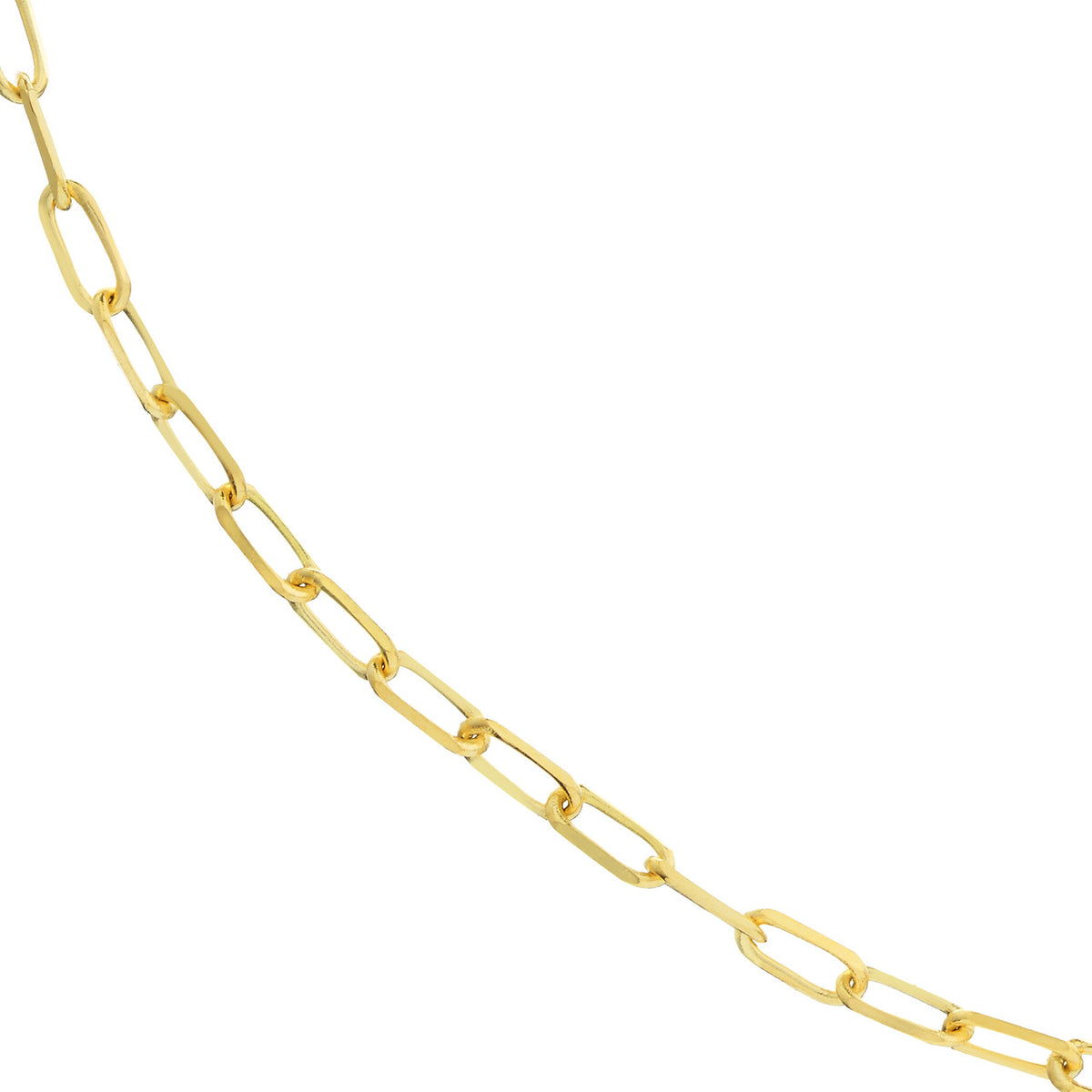14K Yellow Gold, White Gold or Rose Gold 1.95mm Paperclip Chain Necklace with Lobster Lock - Diamond-Cut