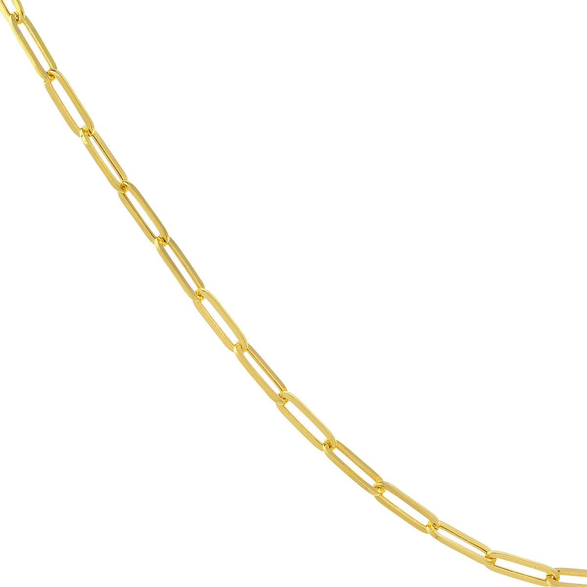 14K Yellow Gold, White Gold or Rose Gold 3.80mm Hollow Paperclip Chain Necklace with Pear Lobster Lock