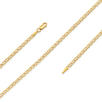 Load image into Gallery viewer, Solid 14k Yellow Gold 2.5mm Concave Mariner Chain Necklace with Lobster Lock - Diamond-Cut

