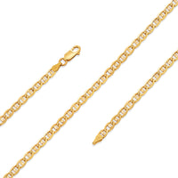 Load image into Gallery viewer, Solid 14k Yellow Gold 3.5mm Concave Mariner Chain Necklace with Lobster Lock - Diamond-Cut
