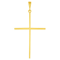 Load image into Gallery viewer, 14k Solid Yellow Gold Large Slender Cross Pendant with Rolo Cable Chain Necklace (1.25 Inch Height)
