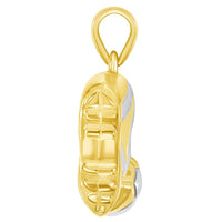 Load image into Gallery viewer, High Polish 14k Yellow Gold 3D Soccer Shoe Kicking Ball Charm Two-Tone Football Sports Pendant with Cable, Curb or Figaro Chain Necklace
