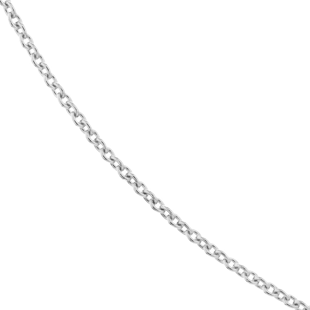 Solid 14k White Gold 1.5mm Cable Chain D/C Rolo Necklace with Lobster Lock