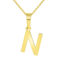 Load image into Gallery viewer, Solid 14k Yellow Gold Dainty Mini Uppercase Initial Charm Block Letter Pendant Necklace

