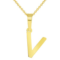Load image into Gallery viewer, Solid 14k Yellow Gold Dainty Mini Uppercase Initial Charm Block Letter Pendant Necklace
