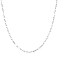 Load image into Gallery viewer, Solid 14k White Gold 2.5mm Round Paperclip Link Chain Necklace with Lobster Lock

