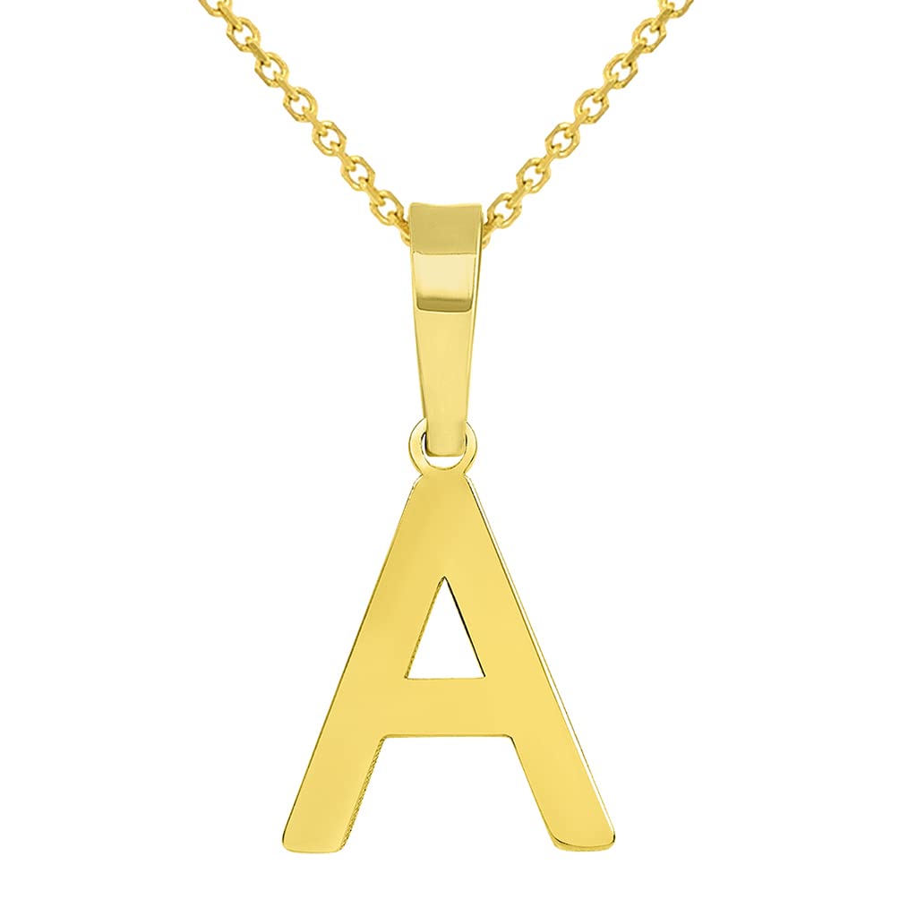 Solid 14k Yellow Gold Dainty Mini Uppercase Initial Charm Block Letter Pendant Necklace