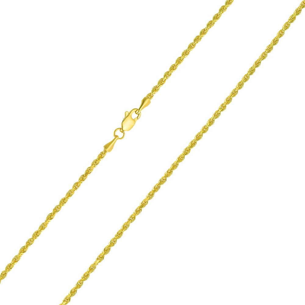 Solid 14k Yellow Gold Dainty 1mm Rope Chain Necklace with Lobster Claw