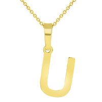 Load image into Gallery viewer, Solid 14k Yellow Gold Dainty Mini Uppercase Initial Charm Block Letter Pendant Necklace
