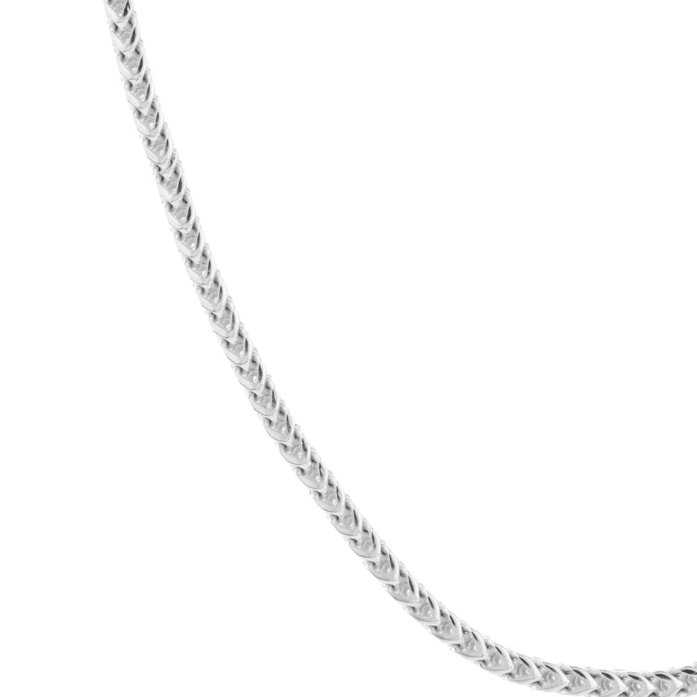 Solid 14k White Gold 2.5mm D/C Franco Chain Necklace with Lobster Lock