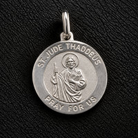 Load image into Gallery viewer, Solid 925 Sterling Silver Saint Jude Thaddeus Pray For Us Round Medallion Pendant
