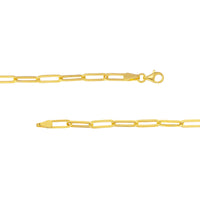 Load image into Gallery viewer, 14K Yellow Gold, White Gold or Rose Gold 3.80mm Hollow Paperclip Chain Necklace with Pear Lobster Lock
