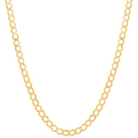 Load image into Gallery viewer, Solid 14k Gold Diamond-Cut Two-Tone 4mm Curb Chain Pave Cuban Necklace with Lobster Lock
