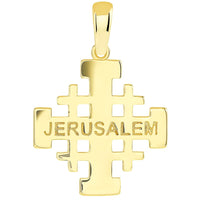 Load image into Gallery viewer, Solid 14k Yellow Gold Crusaders Jerusalem Cross Pendant with Curb Chain Necklaces
