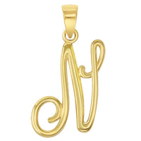 Load image into Gallery viewer, 14k Yellow Gold Elegant Script Letter Cursive Initial Charm with Safety Pin Brooch - A to Z
