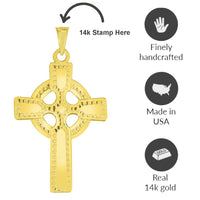 Load image into Gallery viewer, Solid 14k Yellow Gold Religious Celtic Cross Pendant Necklace
