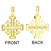 Load image into Gallery viewer, Solid 14k Yellow Gold Crusaders Jerusalem Cross Pendant with Curb Chain Necklaces
