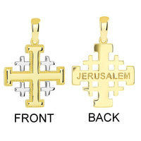 Load image into Gallery viewer, Solid 14k Yellow Gold Crusaders Jerusalem Cross Pendant with Figaro Chain Necklaces
