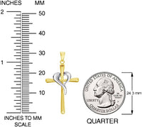 Load image into Gallery viewer, Jewelry America 14k Two-Tone Gold Religious Cross and Heart Pendant with Cable Chain Necklaces
