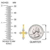 Load image into Gallery viewer, Solid 14k Yellow Gold Small C-Z Eastern Orthodox Cross Charm Pendant with Rolo Figaro Chain Necklace
