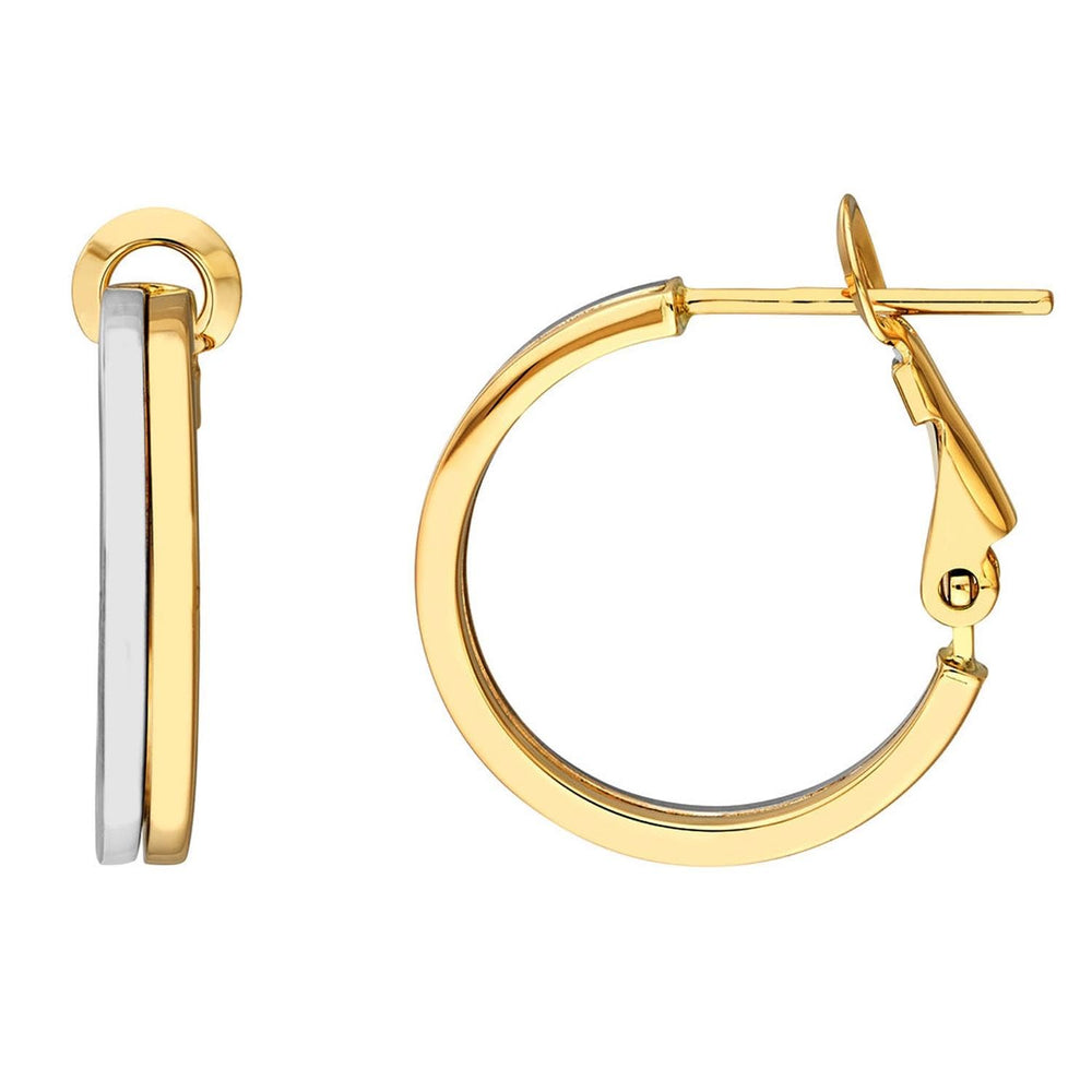 14k Two-Tone Gold Double Row Hoop Earrings with French Back14k Two-Tone Gold Double Row Hoop Earrings with French Back